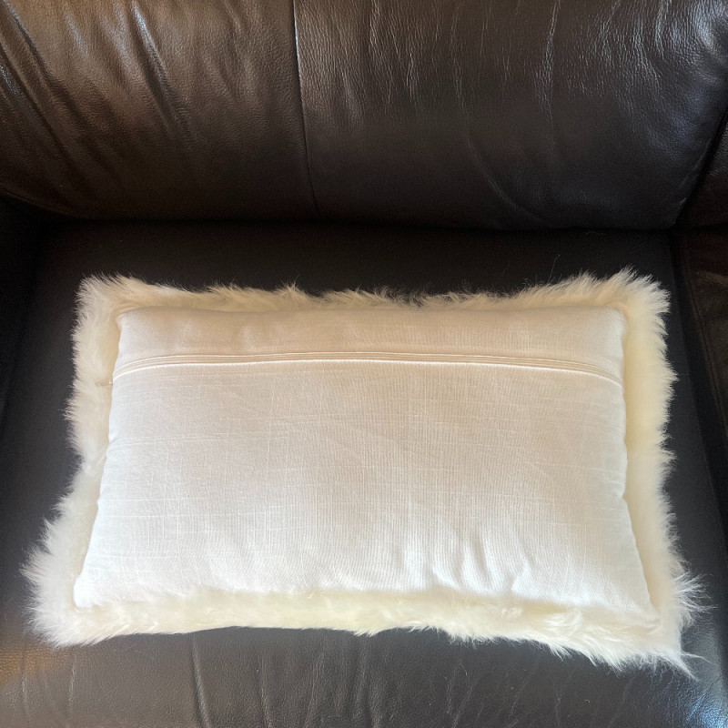 Ivory Sheepskin Cushion 30x50cm | Real Sheepskin Cushion UK | Howdy Hides