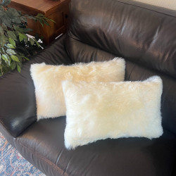 Ivory Sheepskin Cushion 30x50cm | Real Sheepskin Cushion UK | Howdy Hides