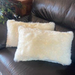 Ivory Sheepskin Cushion 30x50cm | Real Sheepskin Cushion UK | Howdy Hides