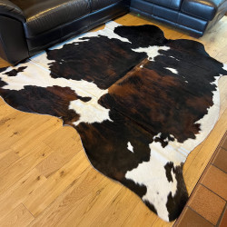Tri Colour Cowhide Rug UK | Black Brown White | 204x191cm | Howdy Hides