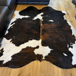 Tri Colour Cowhide Rug UK | Black Brown White | 204x191cm | Howdy Hides