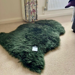 Medium Sheepskin Rug UK | Natural | Forest Green | Howdy Hides