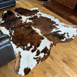 Tri Colour Cowhide Rug UK | Black Brown White | 204x191cm | Howdy Hides