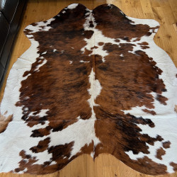 Tri Colour Cowhide Rug UK | Black Brown White | 204x191cm | Howdy Hides