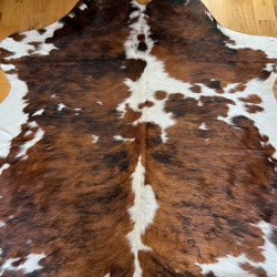 Tri Colour Cowhide Rug UK | Black Brown White | 204x191cm | Howdy Hides