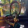 Preloved Tauzveok Teal Gold Double Heart Ceramic Sculpture | Howdy Hides