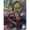 Preloved Tauzveok Teal Gold Double Heart Ceramic Sculpture | Howdy Hides