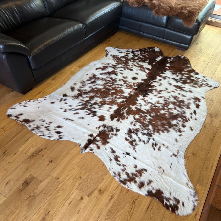 Tri Colour Cowhide Rug UK | Black Brown White | 198x180cm | Howdy Hides