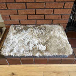 Medium Oyster Sheepskin Pet Bed UK | Memory Foam | 70x45cm | Howdy Hides