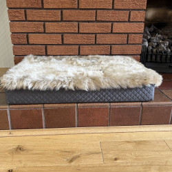 Medium Oyster Sheepskin Pet Bed UK | Memory Foam | 70x45cm | Howdy Hides