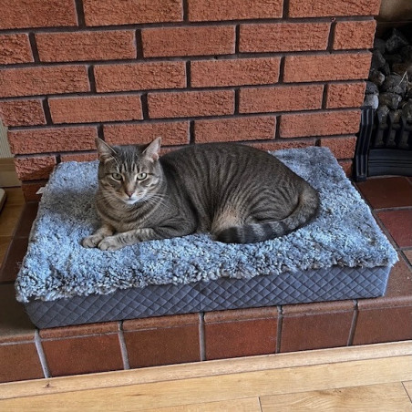 Medium Grey Sheepskin Pet Bed UK | Memory Foam | 70x45cm | Howdy Hides