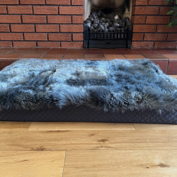 Large Grey Sheepskin Pet Bed UK | Memory Foam | 90x60cm | Howdy Hides