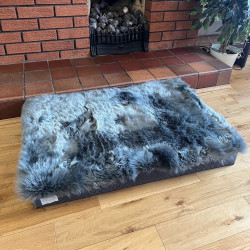 Large Grey Sheepskin Pet Bed UK | Memory Foam | 90x60cm | Howdy Hides