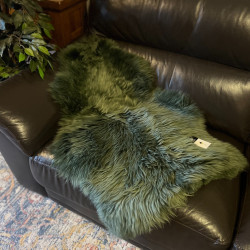 Medium Sheepskin Rug UK | Natural | Forest Green | Howdy Hides