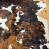 Large Tri Colour Brindle Cowhide Rug UK | Black Brown White | 238x210cm | Howdy Hides