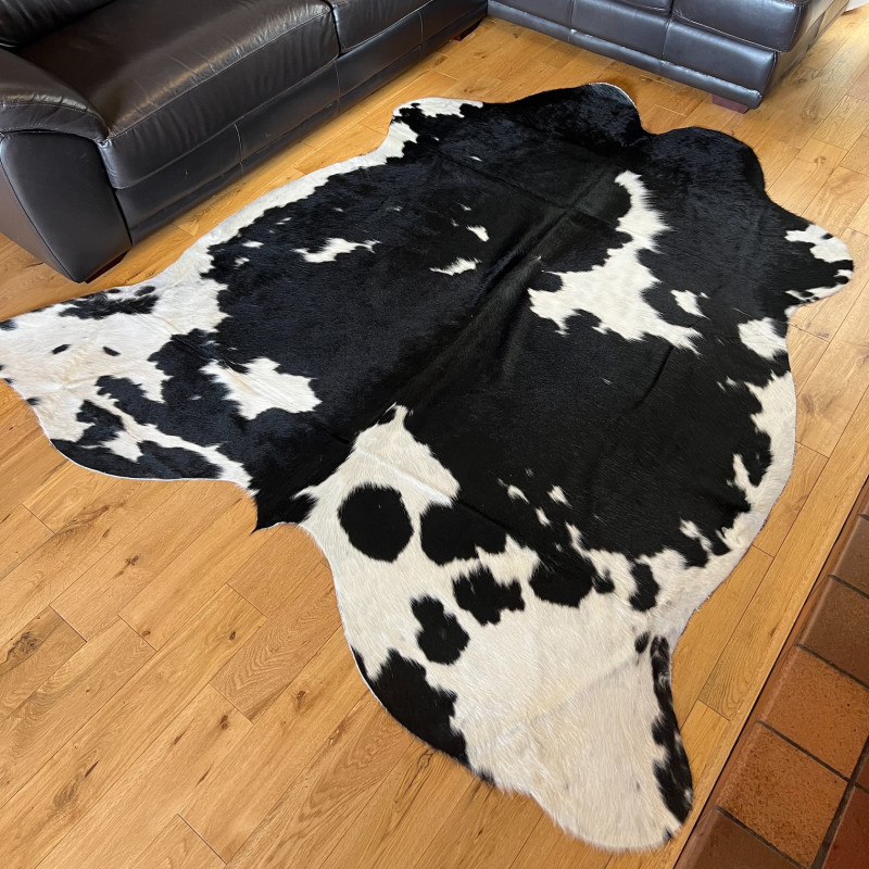 Large Black & White Cowhide Rug UK | 204x190cm | Howdy Hides