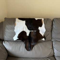 Howdy Hides | Brown & White Goat Hide Rug | Real Hair-On Goat Skin UK