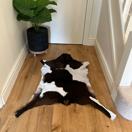Howdy Hides | Brown & White Goat Hide Rug | Real Hair-On Goat Skin UK