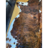 Large Tri Colour Brindle Cowhide Rug UK | Black Brown White | 204x221cm | Howdy Hides