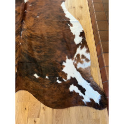 Large Tri Colour Brindle Cowhide Rug UK | Black Brown White | 204x221cm | Howdy Hides